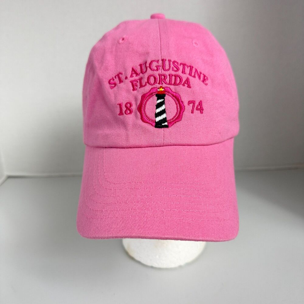 St. Augustine Florida 1874 Lighthouse Pink Hat Adjustable Strapback Adult OSFM